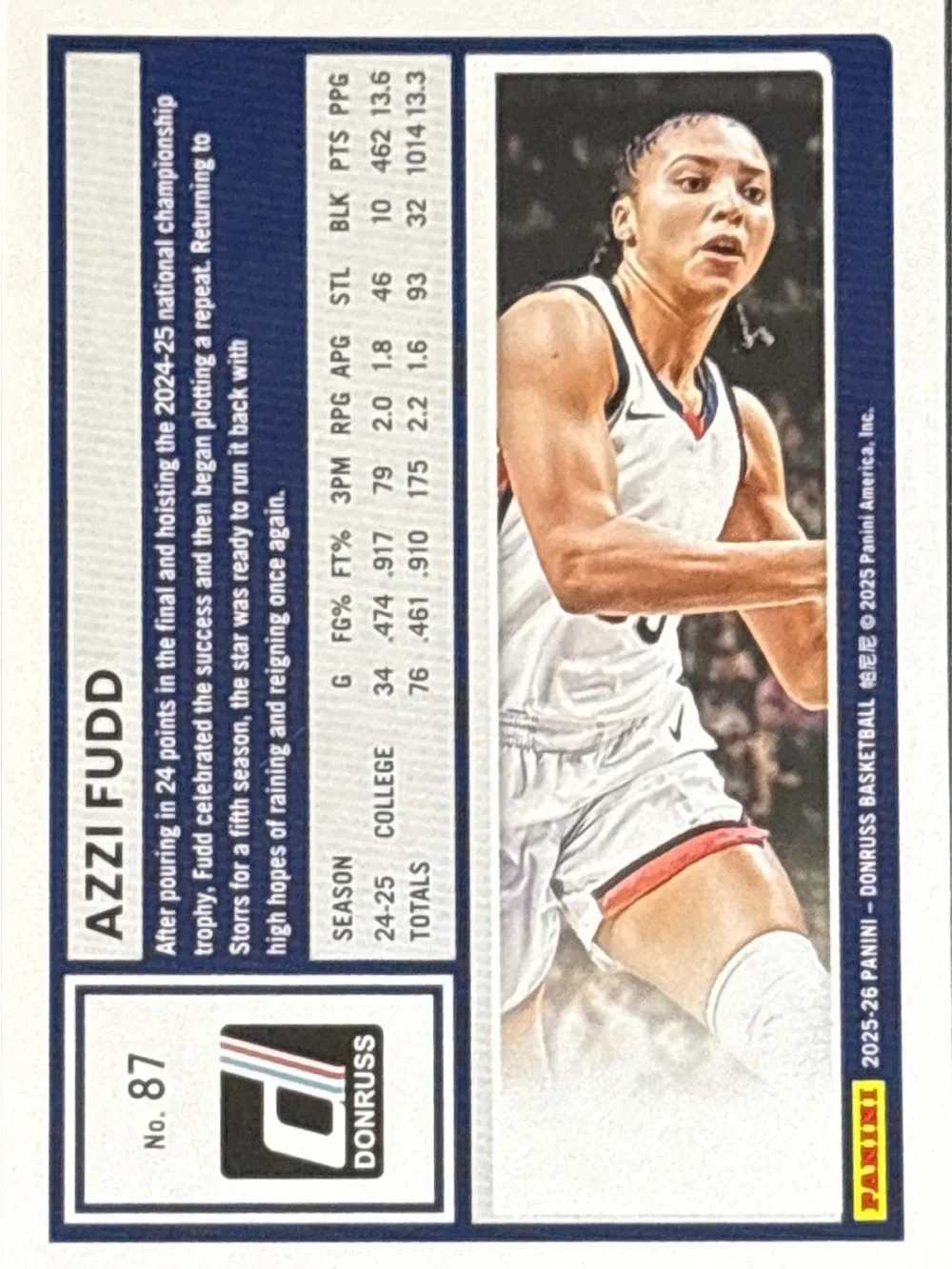 Panini Donruss Azzi Fudd Rated Prospect Basketball Card